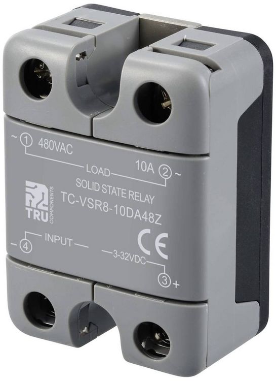 Produktbild: TRU COMPONENTS Halbleiterrelais TC-12705356 10 A Schaltspannung (max.): 480 V/AC Nullspannungsschaltend 1 St.