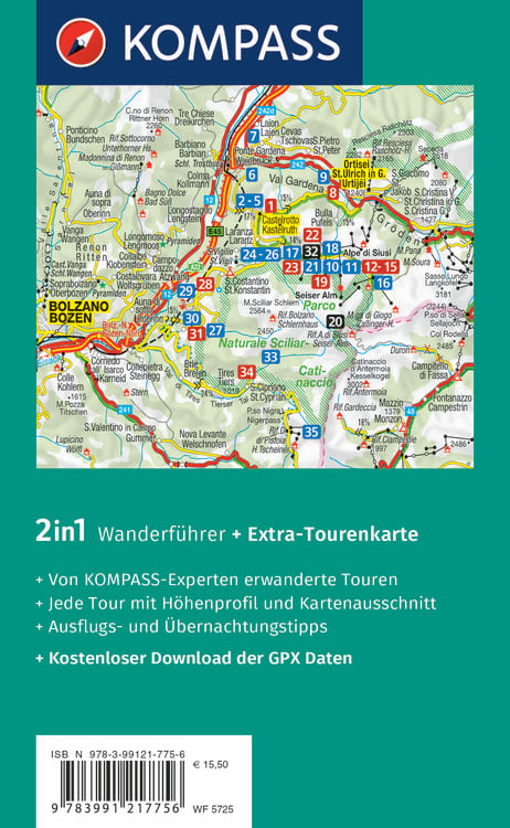 Produktbild: KOMPASS Wanderf&uuml;hrer Seiser Alm, Langkofel, Schlern, Tierser Tal - Herausragende Dolomiten, 35 Touren mit Extra-Tourenkarte
