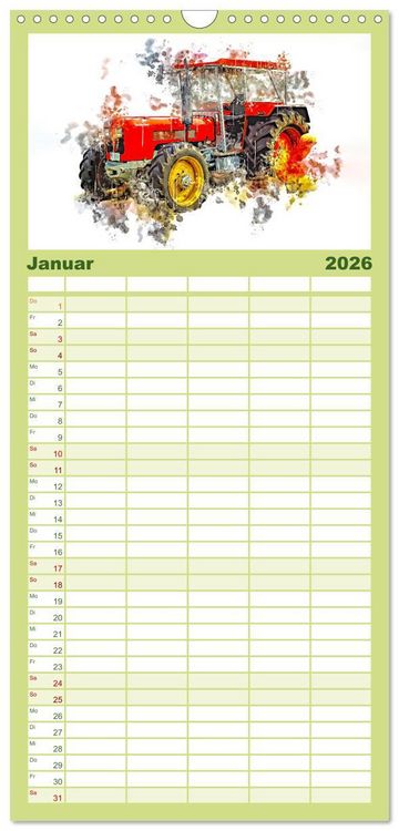 Produktbild: Familienplaner 2026 - Traktoren Oldtimer Legenden mit 5 Spalten (Wandkalender, 21 x 45 cm) CALVENDO