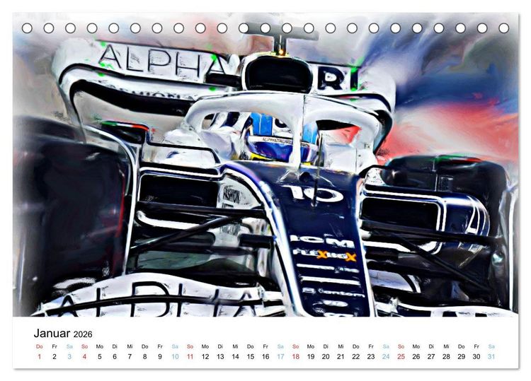 Produktbild: Formel 1 kreativ - Digital Art von Jean-Louis Glineur (Tischkalender 2026 DIN A5 quer), CALVENDO Monatskalender