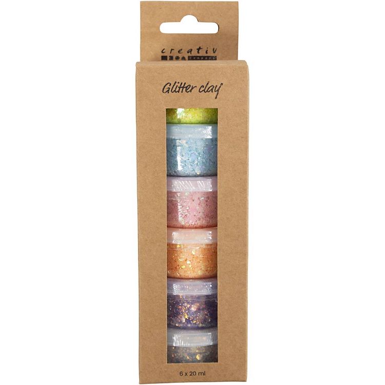 Produktbild: Creativ Company Glitter Clay, Pastellfarben, 6x20 ml