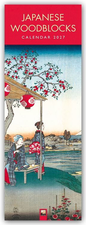 Produktbild: Japanese Woodblocks &ndash; Japanische Holzschnitte &ndash; Slimline-Kalender 2027 &ndash; Original Flame Tree Publishing-Kalender Slimeline [Kalender]