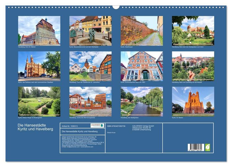Produktbild: Die Hansest&auml;dte Kyritz und Havelberg (Wandkalender 2026 DIN A2 quer), CALVENDO Monatskalender