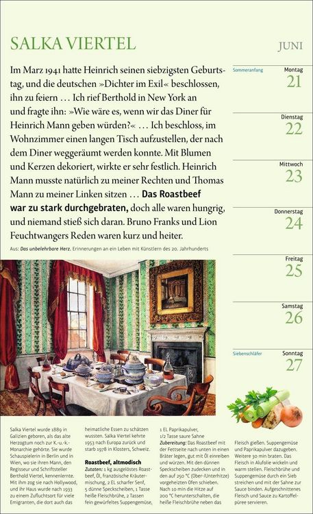 Produktbild: Sybil Gr&auml;fin Sch&ouml;nfeldts Literarischer K&uuml;chenkalender Wochenkalender 2027