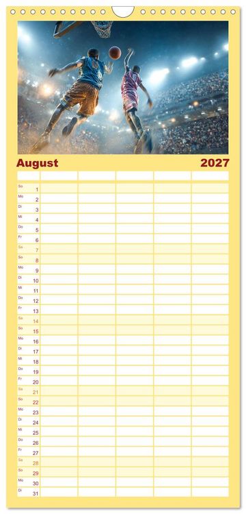 Produktbild: Familienplaner 2027 - Basketball - Kids in Action mit 5 Spalten (Wandkalender, 21 x 45 cm) CALVENDO