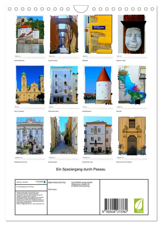 Produktbild: Ein Spaziergang durch Passau (Wandkalender 2026 DIN A4 hoch), CALVENDO Monatskalender