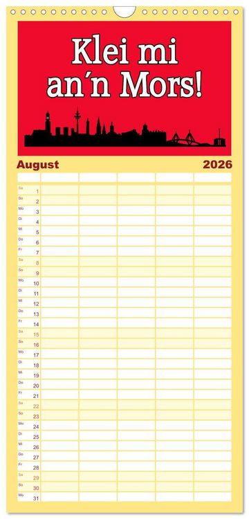 Produktbild: Familienplaner 2026 - Hamburger Schnack mit 5 Spalten (Wandkalender, 21 x 45 cm) CALVENDO
