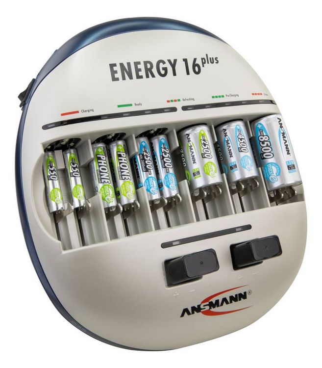 Produktbild: Ansmann Energy 16 plus Rundzellen-Ladeger&auml;t NiCd, NiMH Micro (AAA), Mignon (AA), Baby (C), Mono (D), 9 V Block