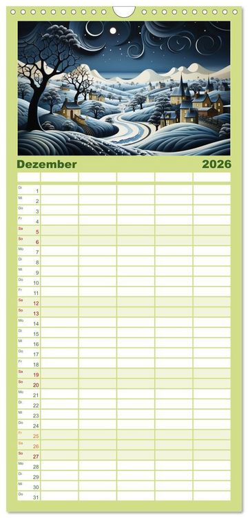 Produktbild: Familienplaner 2026 - Paper Art mit 5 Spalten (Wandkalender, 21 x 45 cm) CALVENDO