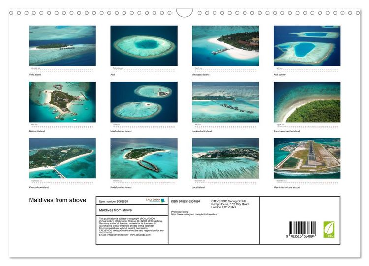 Produktbild: Maldives from above (Wall Calendar 2026 DIN A3 landscape), CALVENDO 12 Month Wall Calendar