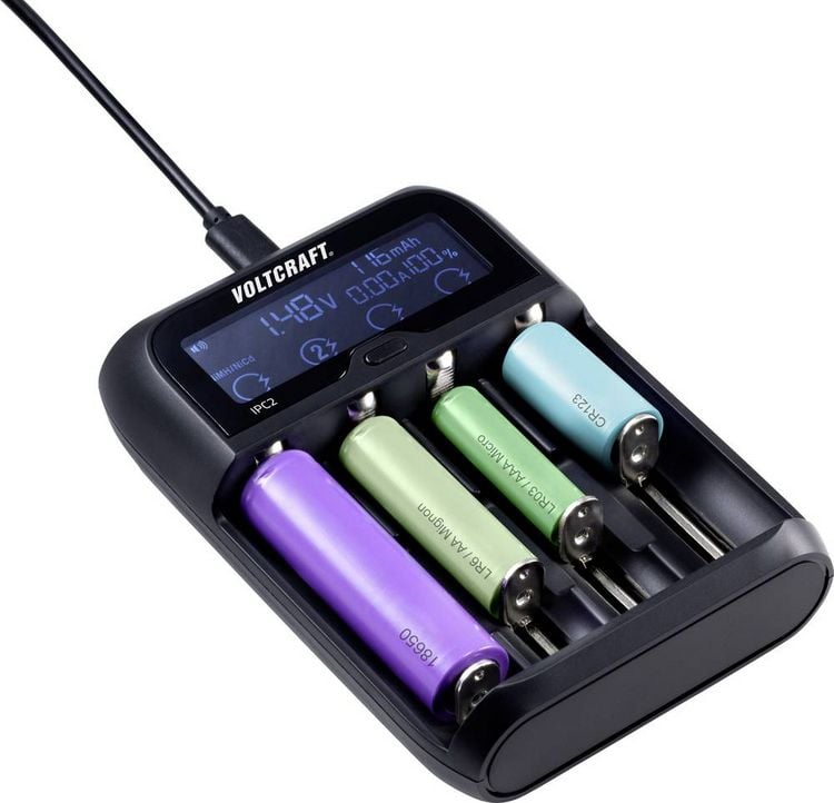 Produktbild: VOLTCRAFT IPC-2 Rundzellen-Ladeger&auml;t NiMH, NiCd, LiIon, LiFePO Mini (AAAA), Micro (AAA), Mignon (AA), Baby (C), Sub-C, A, 10440