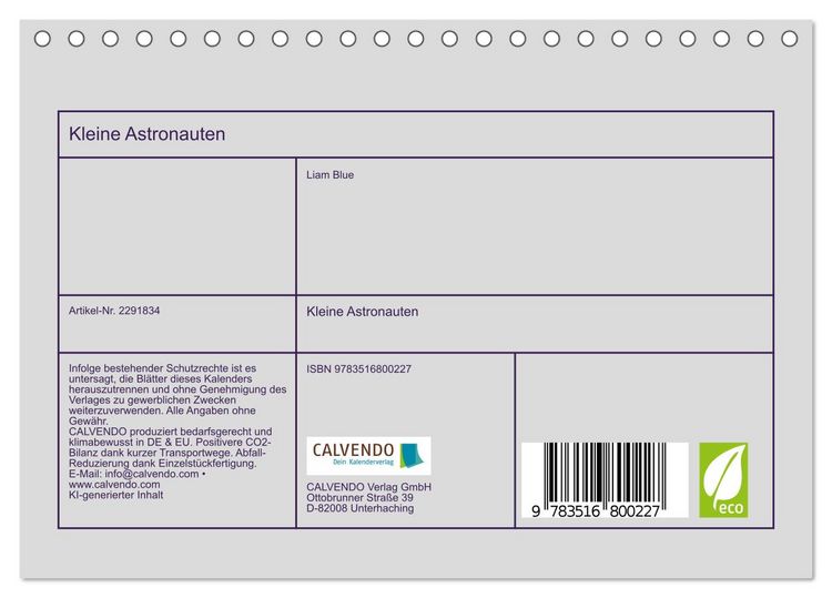 Produktbild: Kleine Astronauten (Tischkalender 2027 DIN A5 quer), CALVENDO Monatskalender