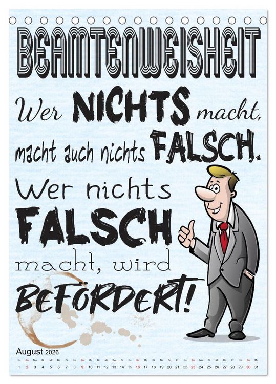 Produktbild: Beamten-Spr&uuml;che (Tischkalender 2026 DIN A5 hoch), CALVENDO Monatskalender