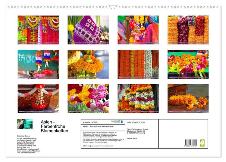 Produktbild: Asien - Farbenfrohe Blumenketten (Wandkalender 2026 DIN A2 quer), CALVENDO Monatskalender