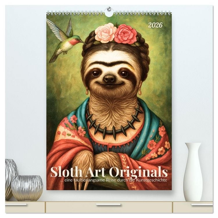 Produktbild: Sloth Art Originals ... eine faultierlangsame Reise durch die Kunstgeschichte (hochwertiger Premium Wandkalender 2026 DIN A2 hoch), Kunstdruck in Hochglanz