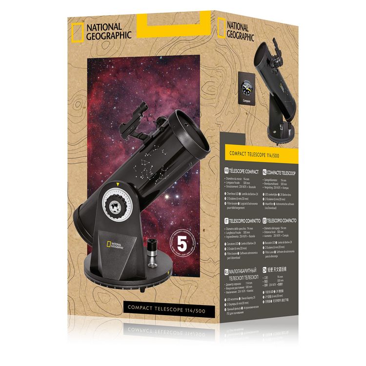 Produktbild: Bresser 12751 - NATIONAL GEOGRAPHIC Kompakt Spiegel-Teleskop 114/500 f&uuml;r Einsteiger