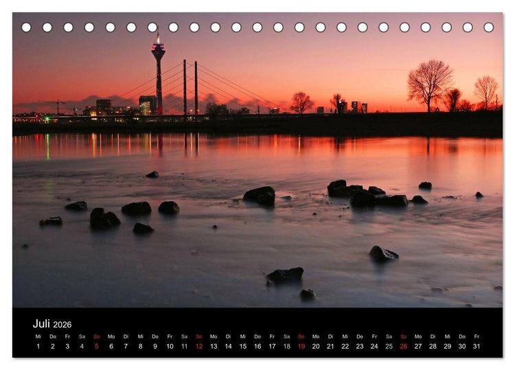 Produktbild: D&uuml;sseldorf Abendstimmungen und Nachtansichten (Tischkalender 2026 DIN A5 quer), CALVENDO Monatskalender
