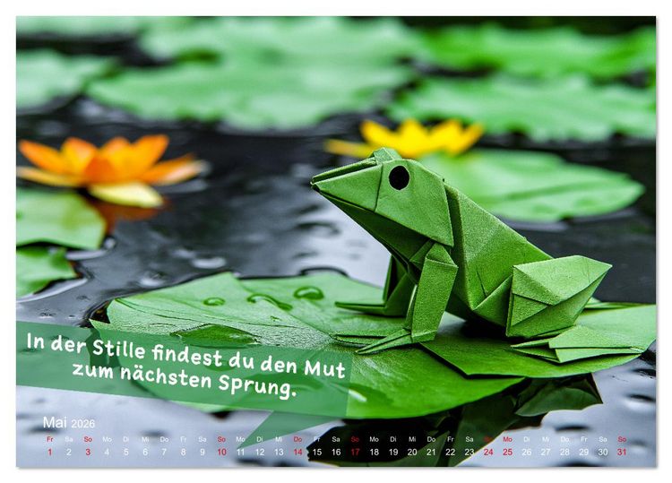 Produktbild: Origami Kalender der Achtsamkeit - Achtsamkeitskalender (Tischkalender 2026 DIN A5 quer), CALVENDO Monatskalender