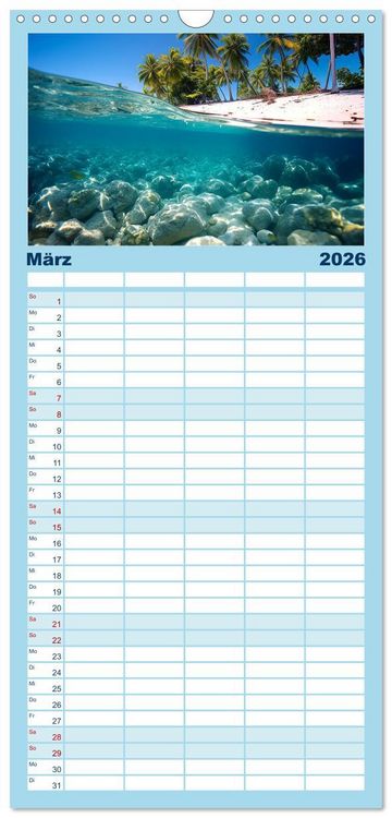 Produktbild: Familienplaner 2026 - Schnorcheltiefe mit 5 Spalten (Wandkalender, 21 x 45 cm) CALVENDO