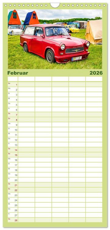 Produktbild: Familienplaner 2026 - Trabi-Kult mit 5 Spalten (Wandkalender, 21 x 45 cm) CALVENDO