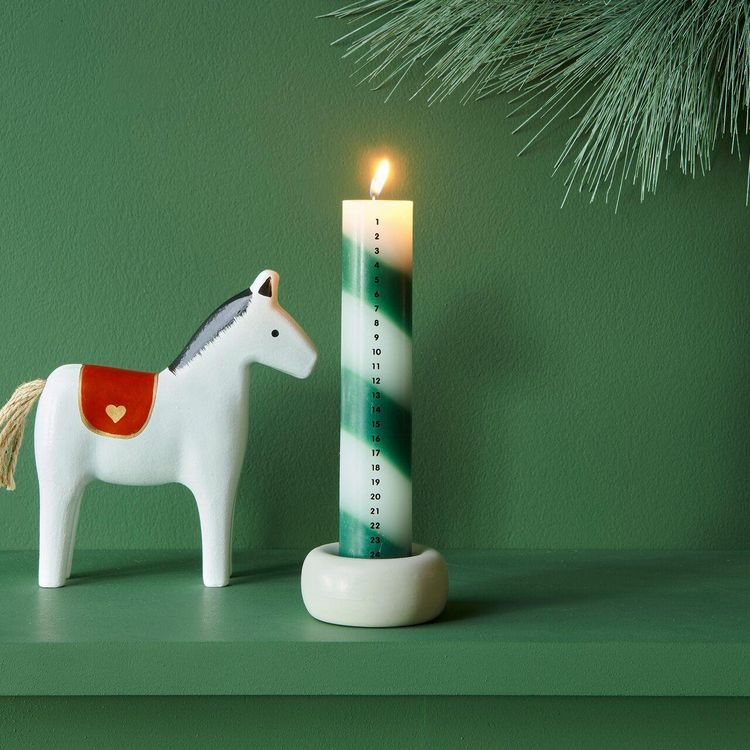 Produktbild: Adventskalender Kerze 1-24, Gr&uuml;n/Wei&szlig;