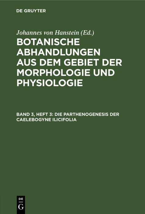 Produktbild: Die Parthenogenesis der Caelebogyne ilicifolia