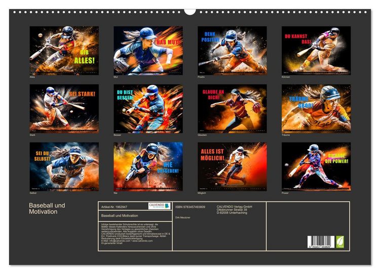 Produktbild: Baseball und Motivation (Wandkalender 2026 DIN A2 quer), CALVENDO Monatskalender