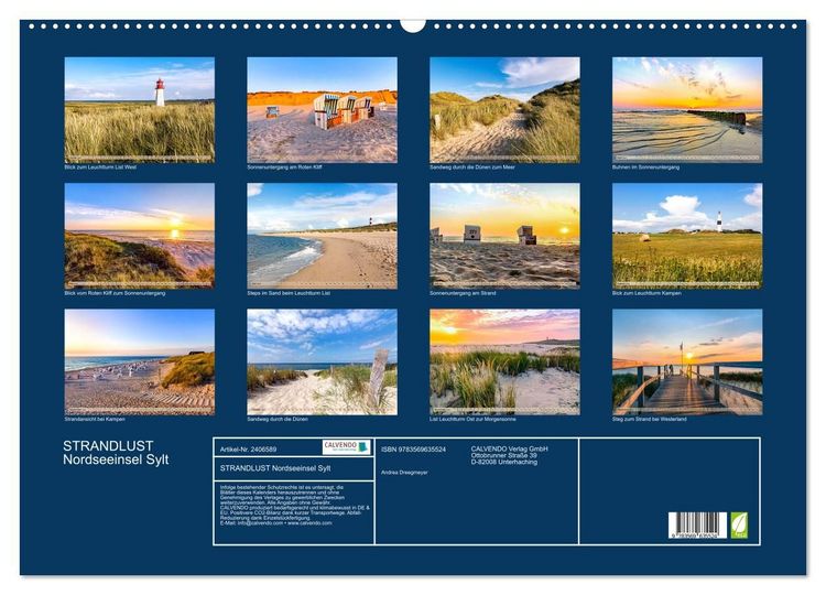 Produktbild: STRANDLUST Nordseeinsel Sylt (Wandkalender 2027 DIN A2 quer), CALVENDO Monatskalender