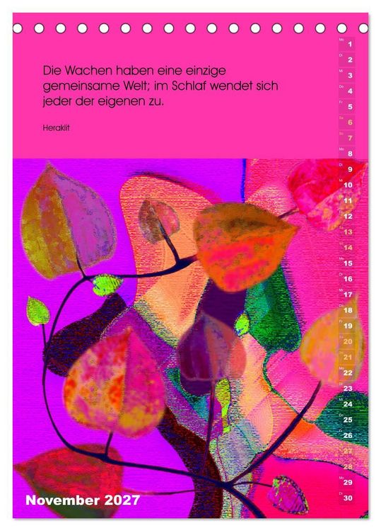 Produktbild: Philosophische Inspirationen Wandkalender 2027 (Tischkalender 2027 DIN A5 hoch), CALVENDO Monatskalender