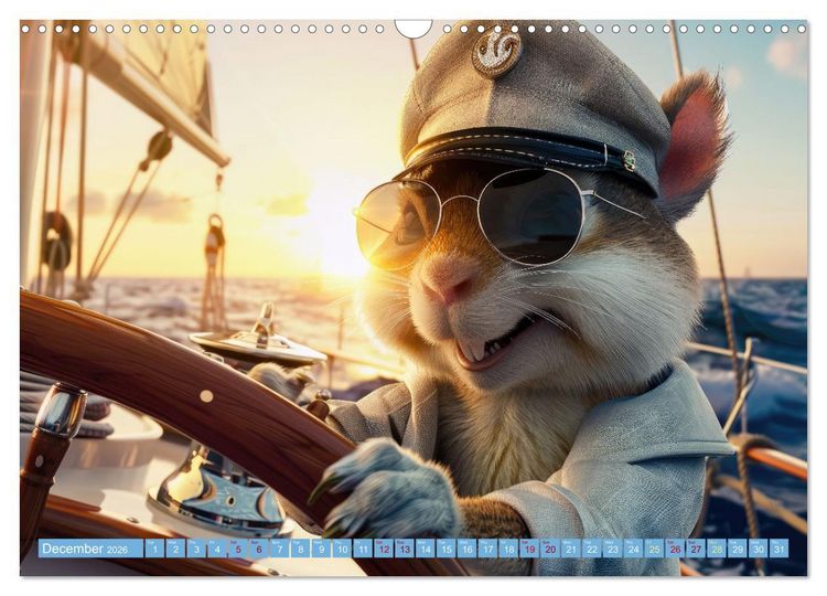Produktbild: Funny animals as a captain on a boat (Wall Calendar 2026 DIN A3 landscape), CALVENDO 12 Month Wall Calendar