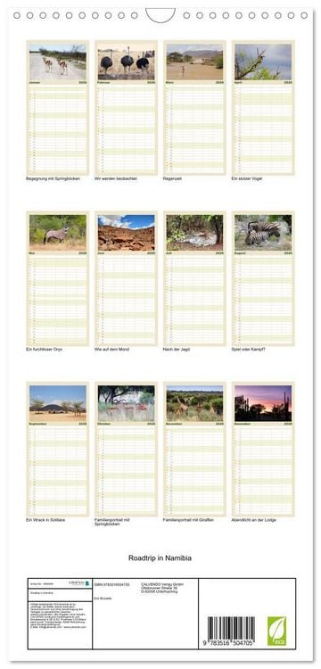 Produktbild: Familienplaner 2026 - Roadtrip in Namibia mit 5 Spalten (Wandkalender, 21 x 45 cm) CALVENDO