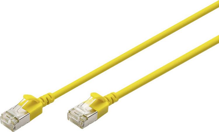 Produktbild: Digitus DK-1632-A-020S-Y RJ45 Patchkabel CAT 6a F/FTP 2 m Gelb Farbcodiert, Geschirmt, mehrdr&auml;htig, mit Knickschutzt&uuml;lle 1 St.