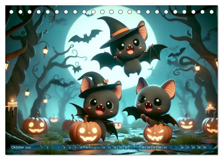 Produktbild: Fl&uuml;gel der Nacht: Abenteuer der kleinen Vampire (Tischkalender 2026 DIN A5 quer), CALVENDO Monatskalender