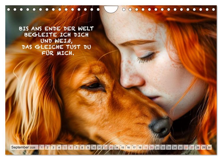 Produktbild: Hunde und ber&uuml;hrende Spr&uuml;che (Wandkalender 2026 DIN A4 quer), CALVENDO Monatskalender