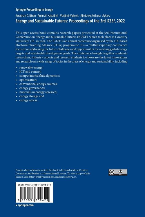 Produktbild: Energy and Sustainable Futures: Proceedings of the 3rd ICESF, 2022