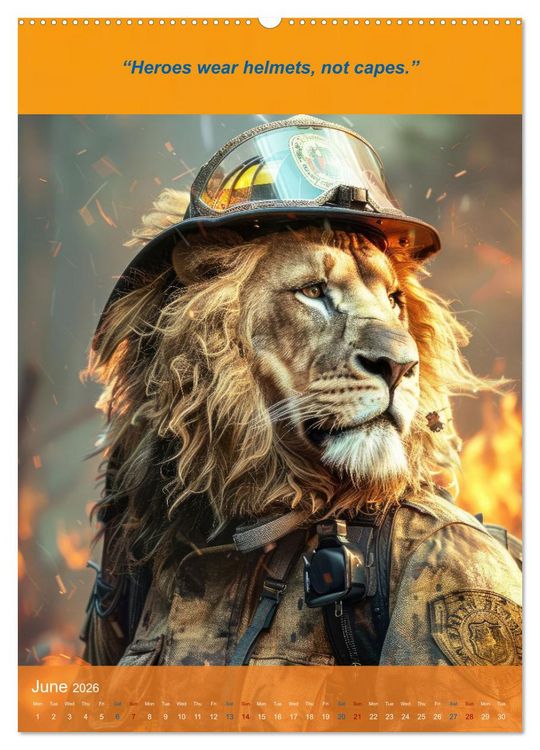 Produktbild: The beastly funny firefighters (High Quality Premium Wall Calendar 2026 DIN A2 portrait),CALVENDO 12 Month Wall Calendar