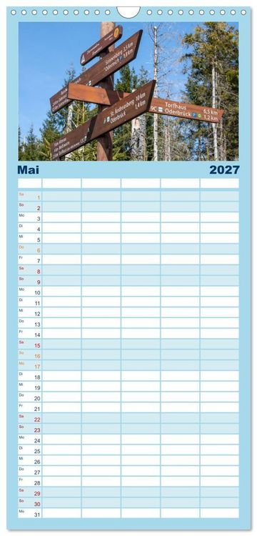 Produktbild: Familienplaner 2027 - Sagenumwobener Harz mit 5 Spalten (Wandkalender, 21 x 45 cm) CALVENDO