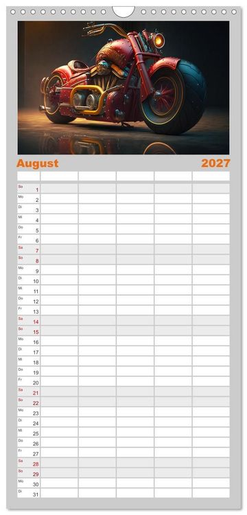 Produktbild: Familienplaner 2027 - Motorrad illusionen mit 5 Spalten (Wandkalender, 21 x 45 cm) CALVENDO