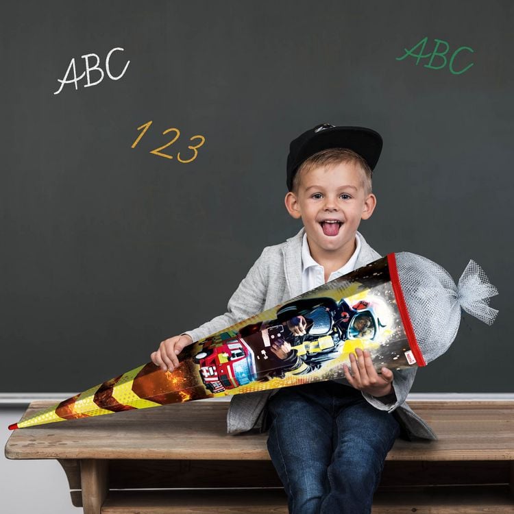 Produktbild: Motivschult&uuml;te, Feuerwehrmann, 85cm, Folie & Silbert&uuml;ll