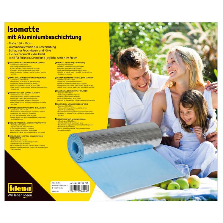 Produktbild: Idena Isomatte mit Alu-Unterseite 180x50cm St&auml;rke 0,5cm