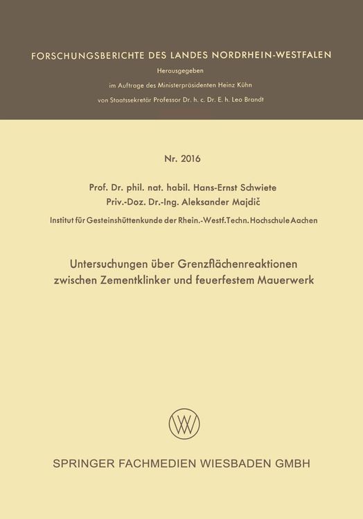 Produktbild: Untersuchungen &uuml;ber Grenzfl&auml;chenreaktionen zwischen Zementklinker und feuerfestem Mauerwerk