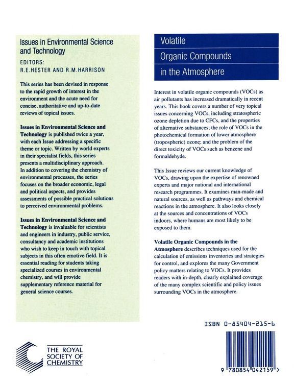 Produktbild: Volatile Organic Compounds in the Atmosphere