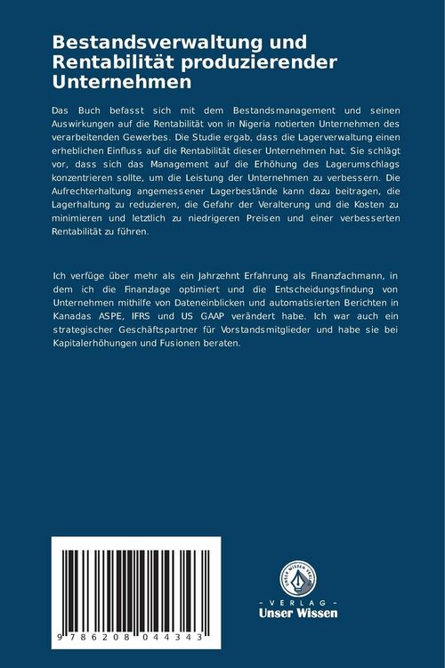 Produktbild: Bestandsverwaltung und Rentabilit&auml;t produzierender Unternehmen