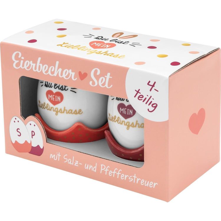 Eierbecher-Streuer-Set "Du bist mein Lieblingshase"