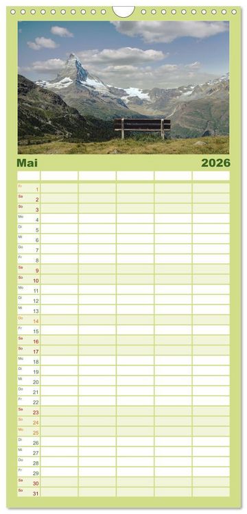 Produktbild: Familienplaner 2026 - MATTERHORN Impressionen mit 5 Spalten (Wandkalender, 21 x 45 cm) CALVENDO