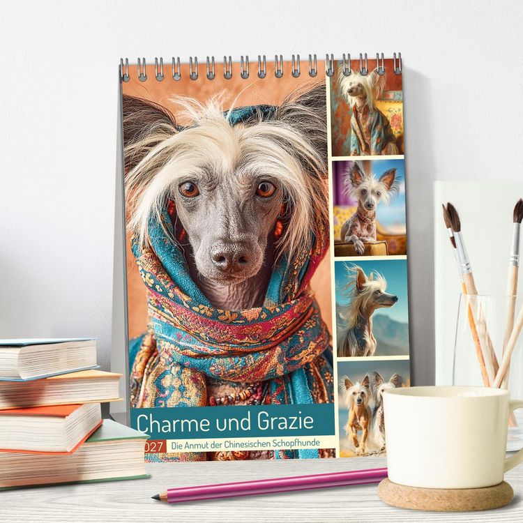 Produktbild: Charme und Grazie. Die Anmut der Chinesischen Schopfhunde (Tischkalender 2027 DIN A5 hoch), CALVENDO Monatskalender