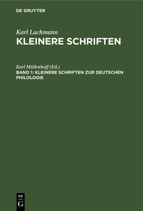 Produktbild: Kleinere Schriften zur deutschen Philologie