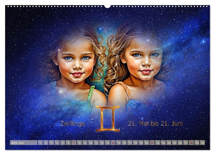 Produktbild: Galaktische Sternkreiszeichen (Wandkalender 2026 DIN A2 quer), CALVENDO Monatskalender