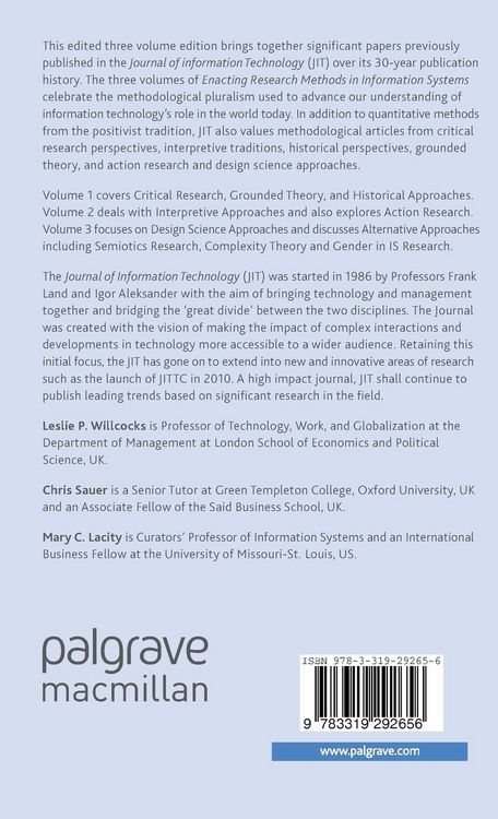 Produktbild: Enacting Research Methods in Information Systems: Volume 1