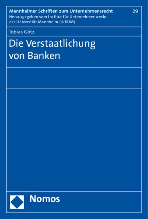 Produktbild: Die Verstaatlichung von Banken
